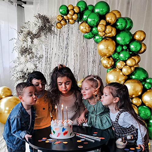 Image of Just Party 25Pcs Green & 25Pcs Golden Metallic Chrome Balloons with Shiny Surface For Birthdays /Anniversary /Engagement /Baby Shower /bachelorette Party Decorations (Pack of 50)