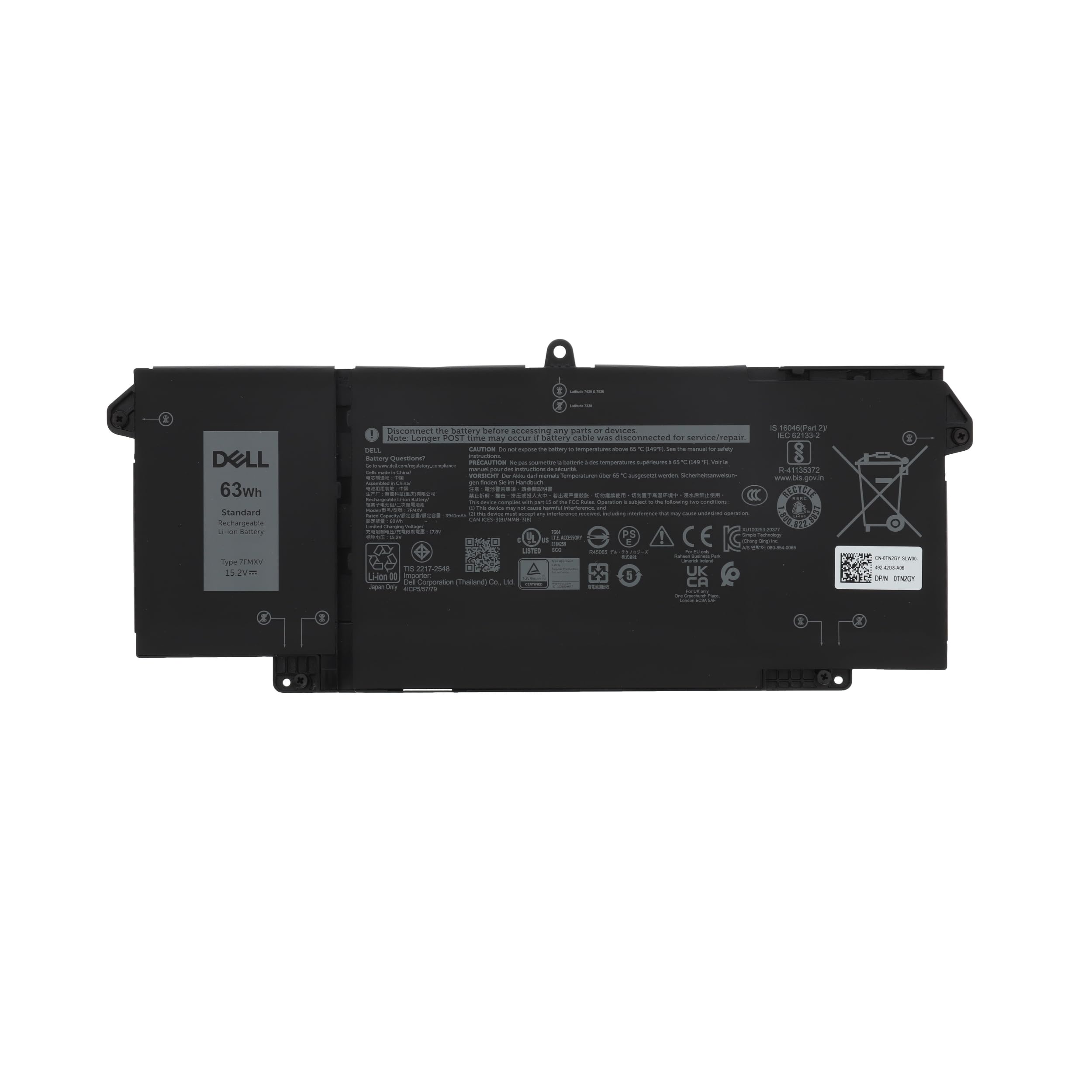 CELLONIC Batterie Compatible Avec Dell Latitude 7420, 7320, 5320, 7520, 13 5320, Dell 7FMXV, 4M1JN, 9JM71 3600mAh 15.2V
