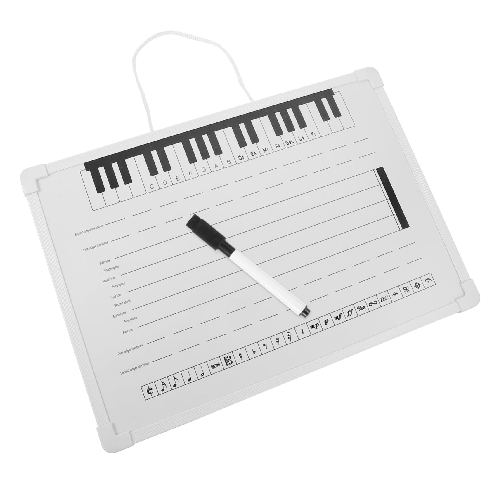 Gadpiparty Whiteboard aus Kunststoff Abwischbar und Wiederverwendbar mit Notenlinien mit Magnetischen Notenaufklebern für Schule und Anfänger