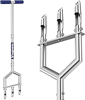 hugeneroy Manual Push Core Lawn Aerator with 3 Replaceable Hollow Tines - Handheld Soil Plug Tool for Healthier Grass & Better Drainage, Blue