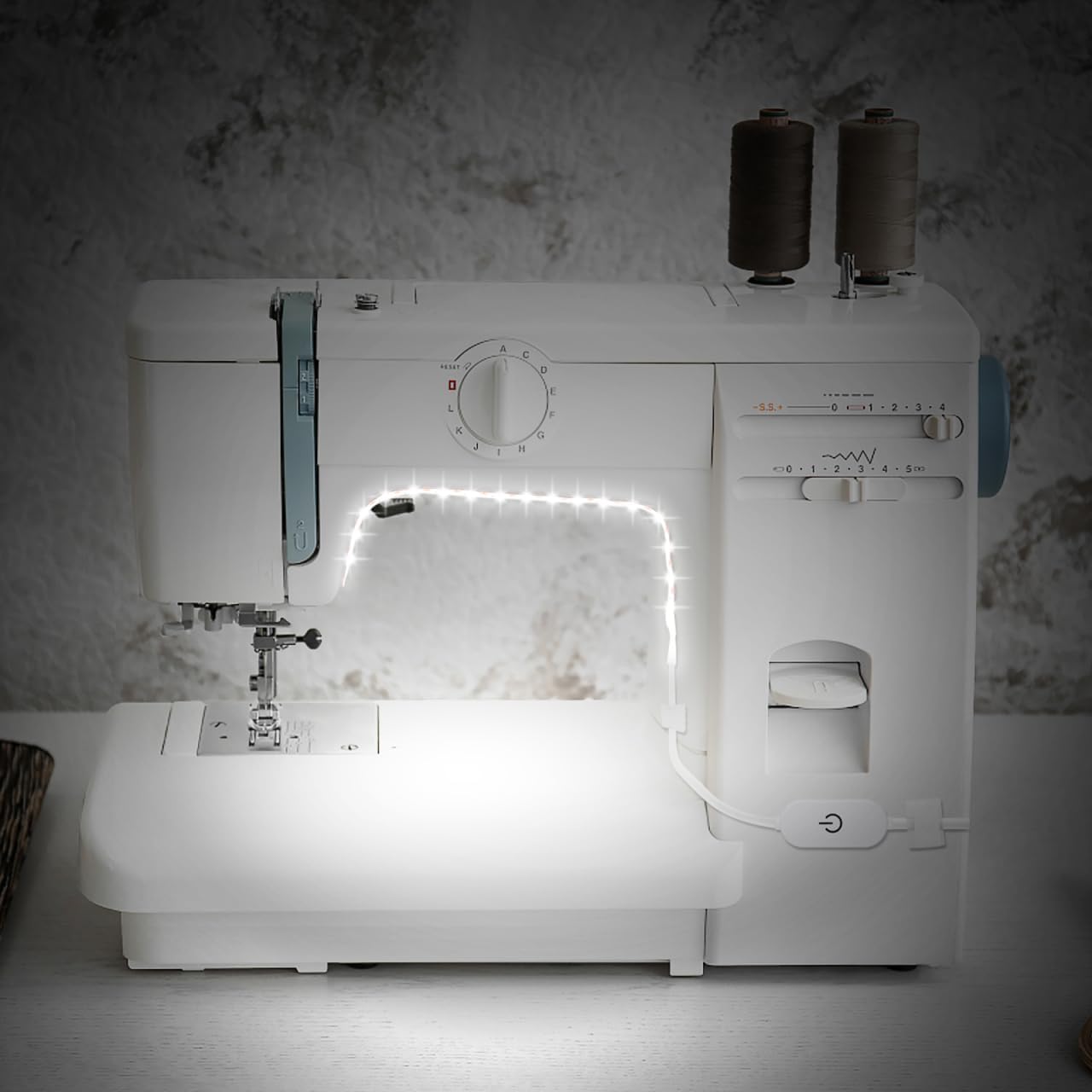 Uonlytech 2 Meter USB Powered Led Light Strip for Sewing Machine with Self-Adhesive Backing Flexible Cuttable White Light for Kitchen Cabinet and Tv Background