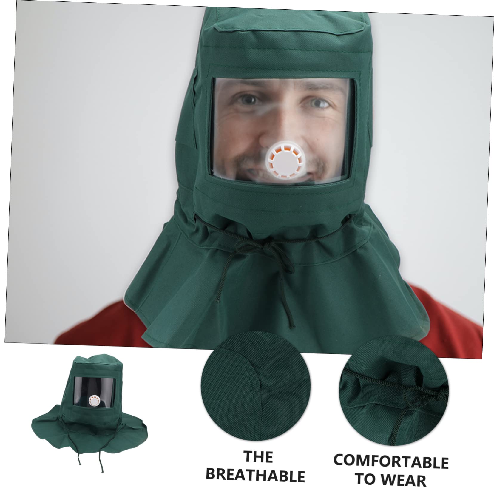 Angoily Campana de chorro de arena con protección facial completa para chorro de arena, casco protector contra el polvo para barnizadores y trabajos de lijado casco de chorro de arena