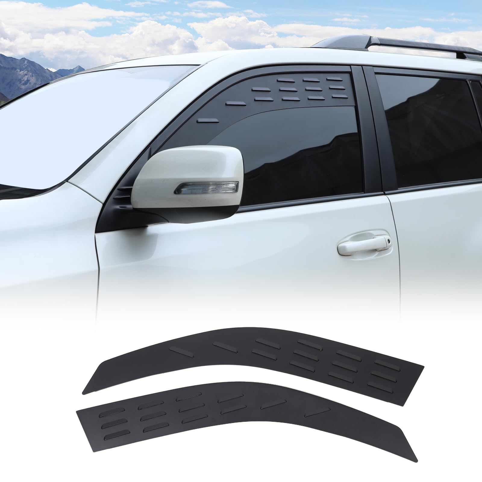Front Window Air Vent Compatible with Toyota Land Cruiser Prado 150 2010-2023, Aluminum Side Window Louvers Air Vent Cover, Front Window Air Vent Shades Cover Trim Accessories, 2PCS