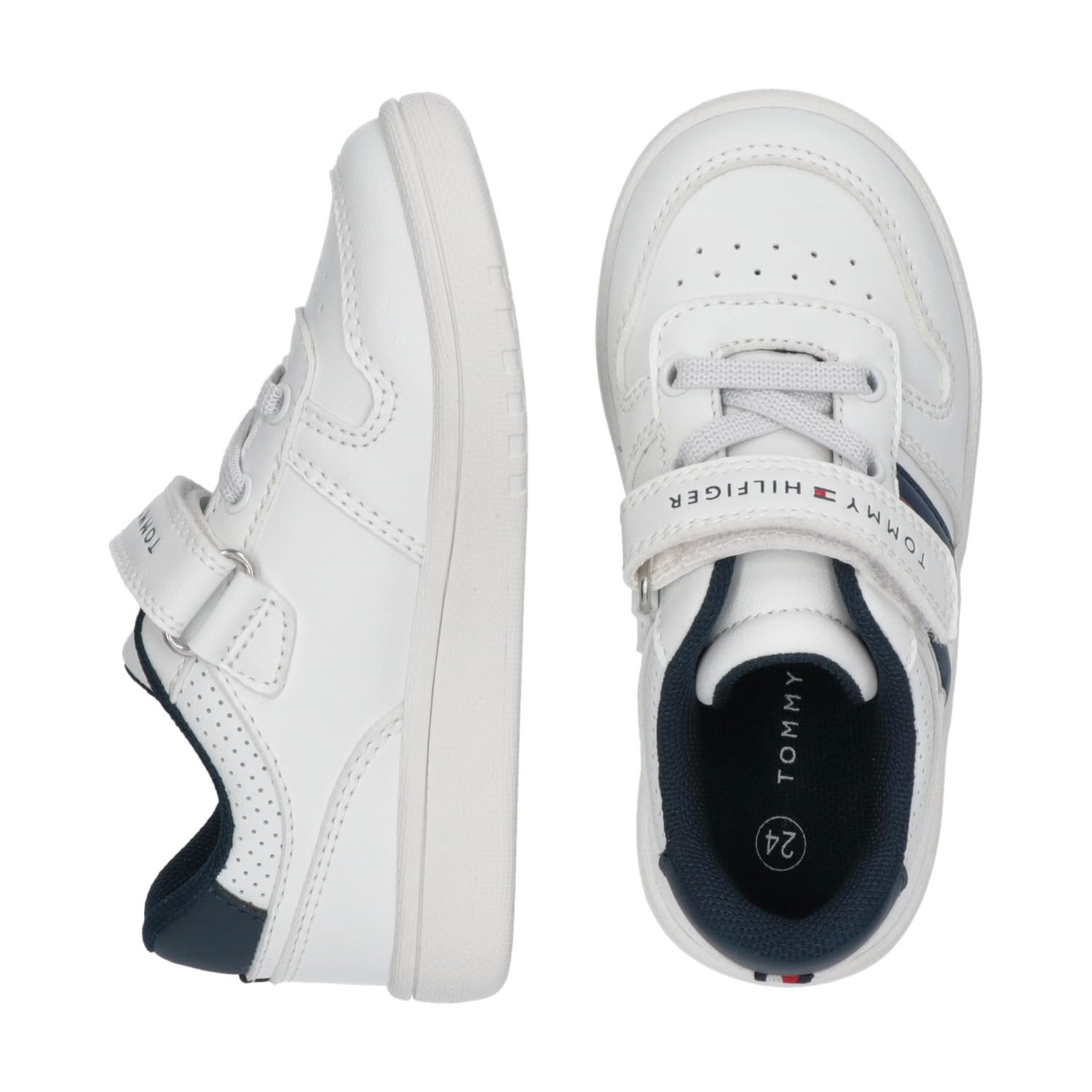 Tommy Hilfiger Low-Top Sneaker zum Schnüren und Klettverschluss, Skyler, Weiss/Blau, 26