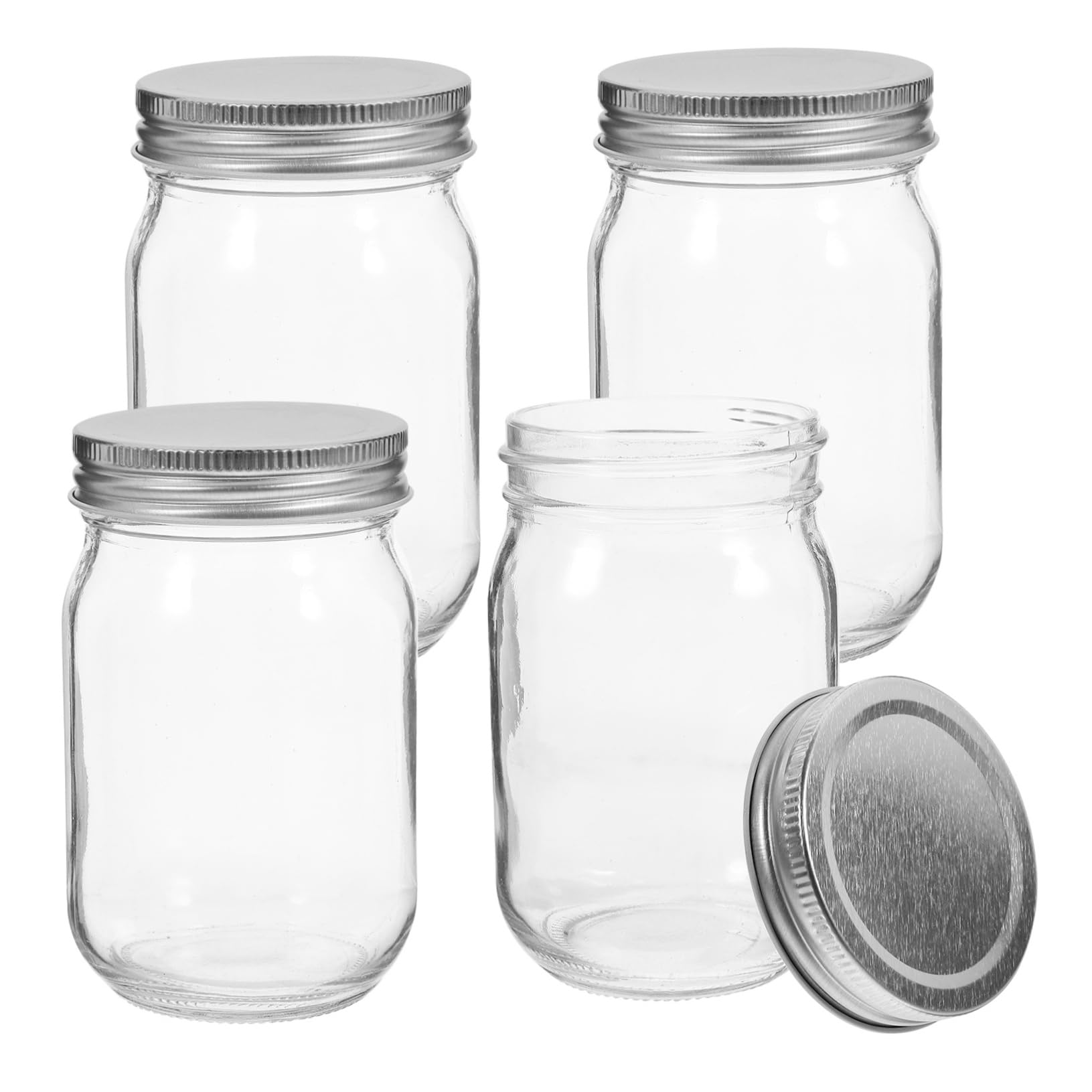 SECFOU 4 Stück Mason Gläser aus Glas 380ml mit Weiter Öffnung