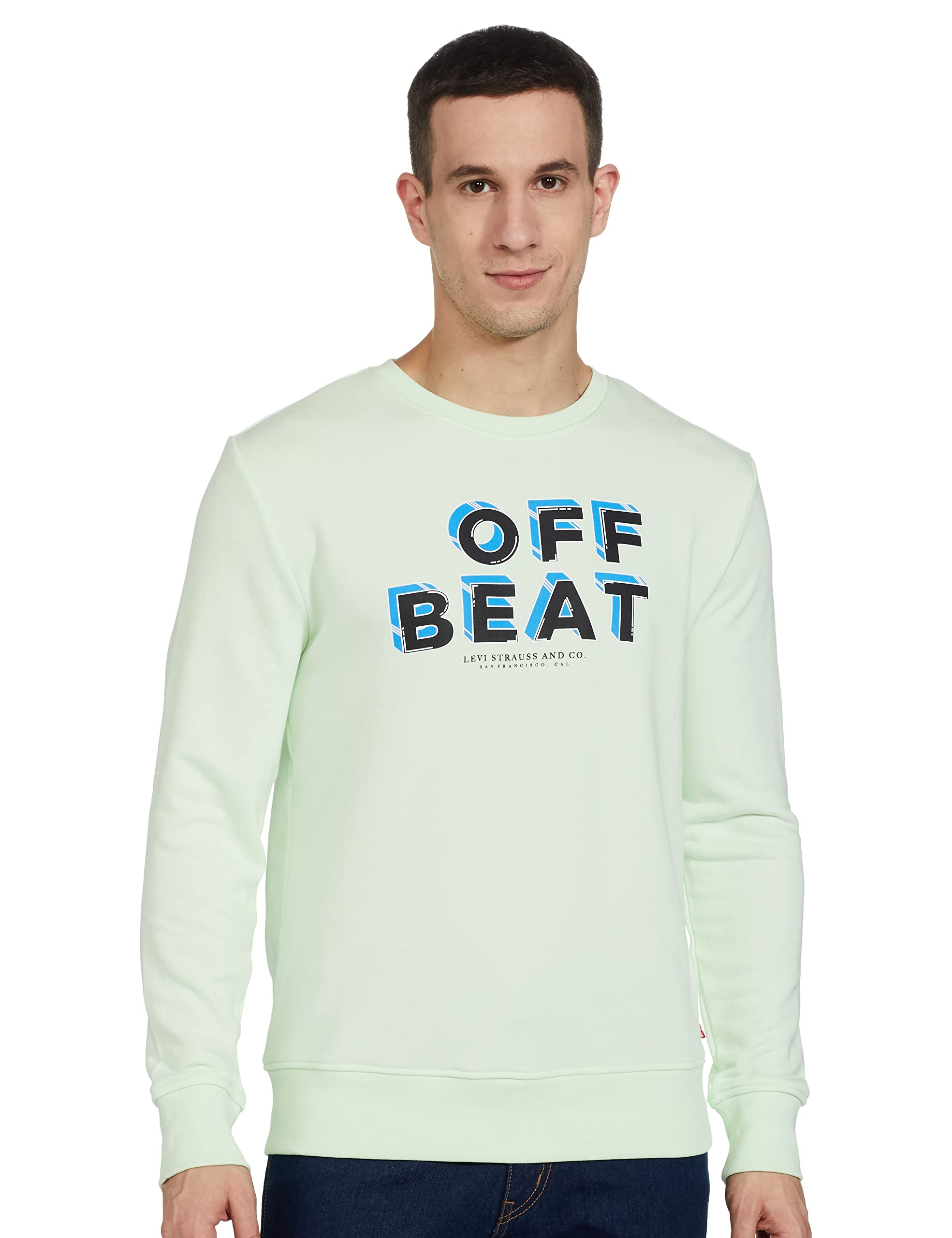 Levi's Men's Cotton Typography Printed Crew Neck Sweatshirt