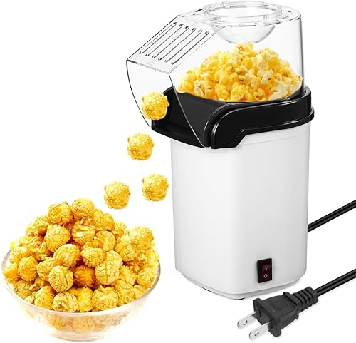 OUNONA Máquina eléctrica de palomitas de maíz de aire caliente con taza medidora, compacta de 10 pulgadas, máquina de palomitas de maíz para el