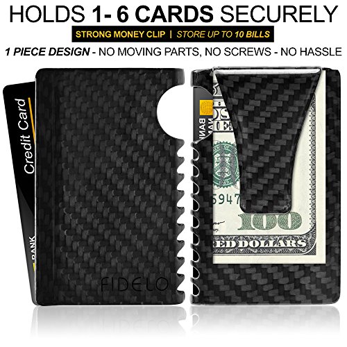 Fidelo Minimalist Wallet for Men – RFID Carbon Fiber Slim Travel Money Clip Credit Card Holder4