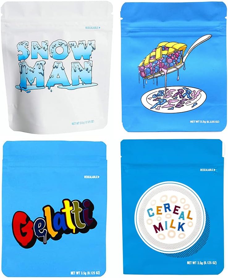 100Pcs Cookies Bags Cali Packs 3.5g Resealable Smell Proof Mylar Bags