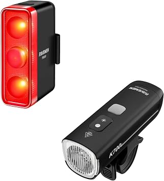 RAVEMEN Bike Light Set, TR500 Bike Tail Light Bundle with K700 Bike Headlights for Road Cycling Commuters