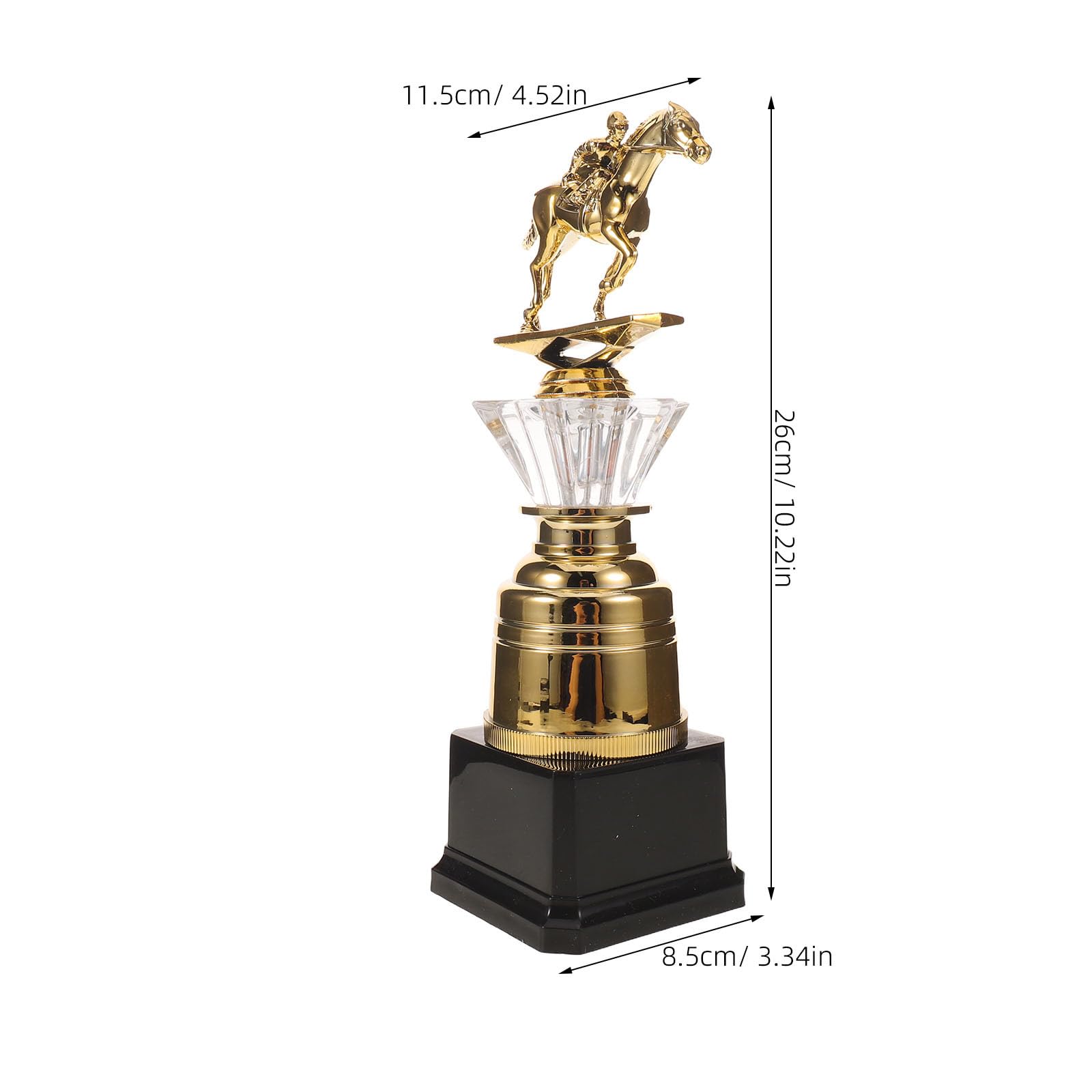 OUNONA Copa Trofeo de plástico para Carreras de Caballos, Figura de Caballo Dorada | Trofeo de campeón con base antideslizante, recuerdo coleccionable para clubes y equipos ecuestres.