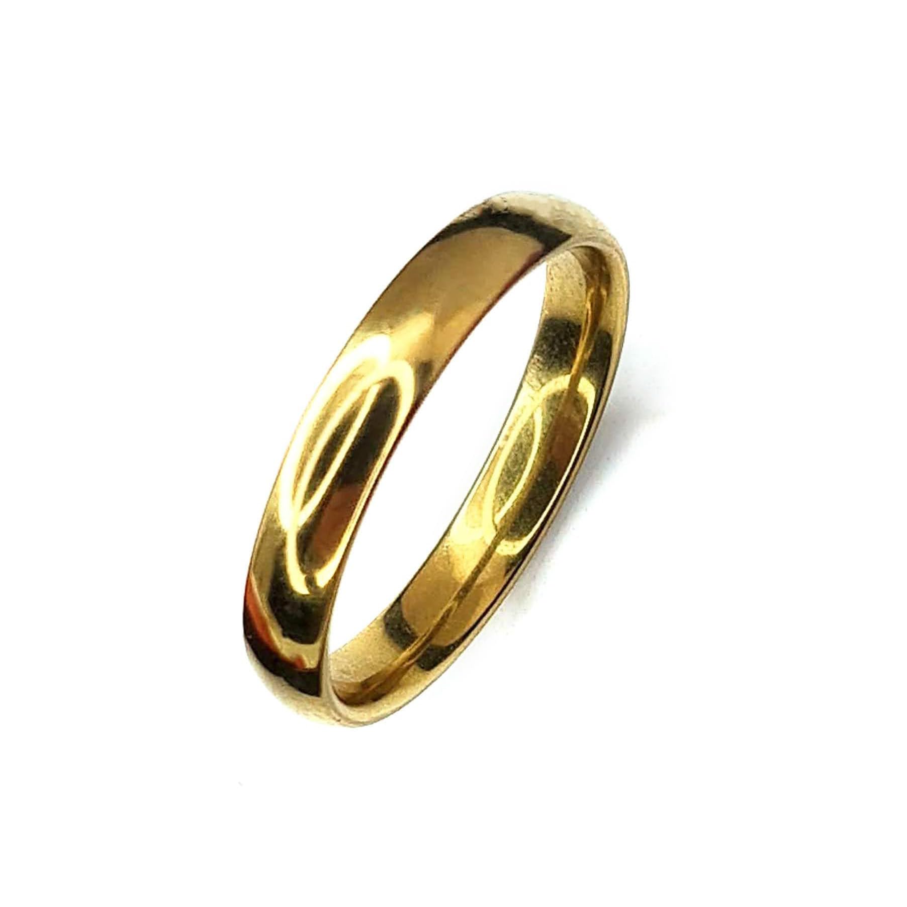 GUSAnillo alianza DORADA acero inoxidable 4mm. Personalizable con GRABADO GRATIS. para hombre y mujer o parejas. Matrimonio, compromiso, novios (14 ES)