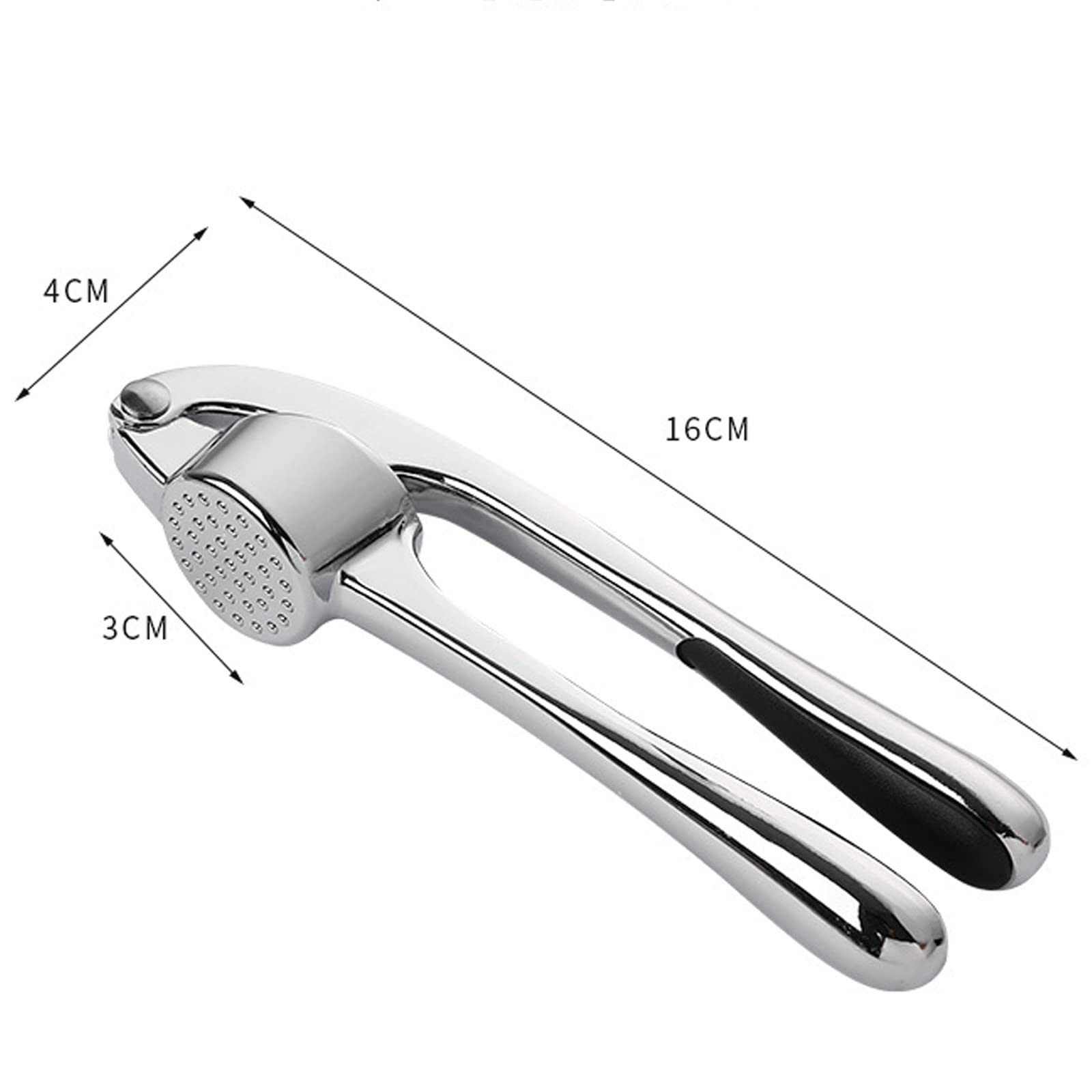 Knoblauchpresse aus Edelstahl, 16 cm, leicht zu reinigen, rostfrei, omic weicher Griff, Knoblaucher für müheloses Drücken, Küchenzubehör für Hobbyköche