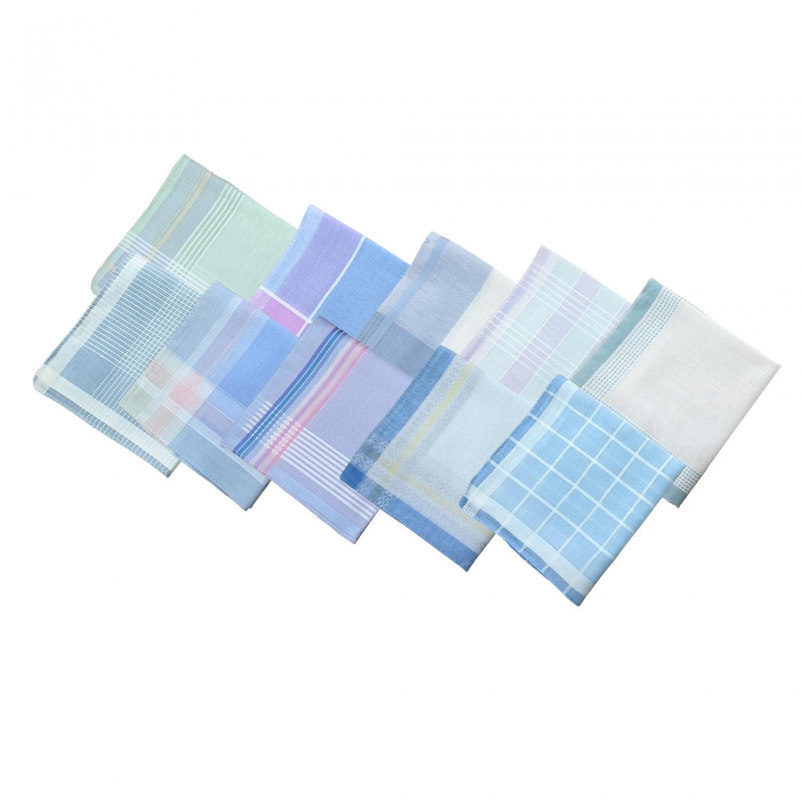 ATORSE™ 10x Handkerchiefs for Men Cotton 30cm Classic Classic Hankies-image-26