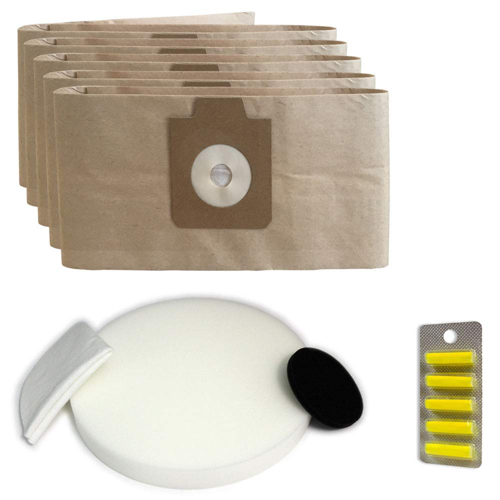 MohMus SET 5 Vacuum Cleaner Dust Bags + Coarse Filter + Fine Filter + Motorfilter + 10 Air Fresheners for Electrolux UZ930, Lux DP9000, Nilfisk GD930