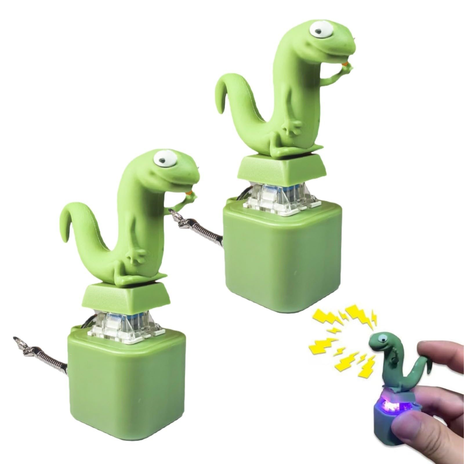 2pcs Lizard Keychain Sound,Lizard Button Keychain for Anxiety Relief,Durable Fun Keychains Button Toy with Colorful Lights,Portable Stress Reliever Fidget Toy with Unique Sound for Office Travel Use