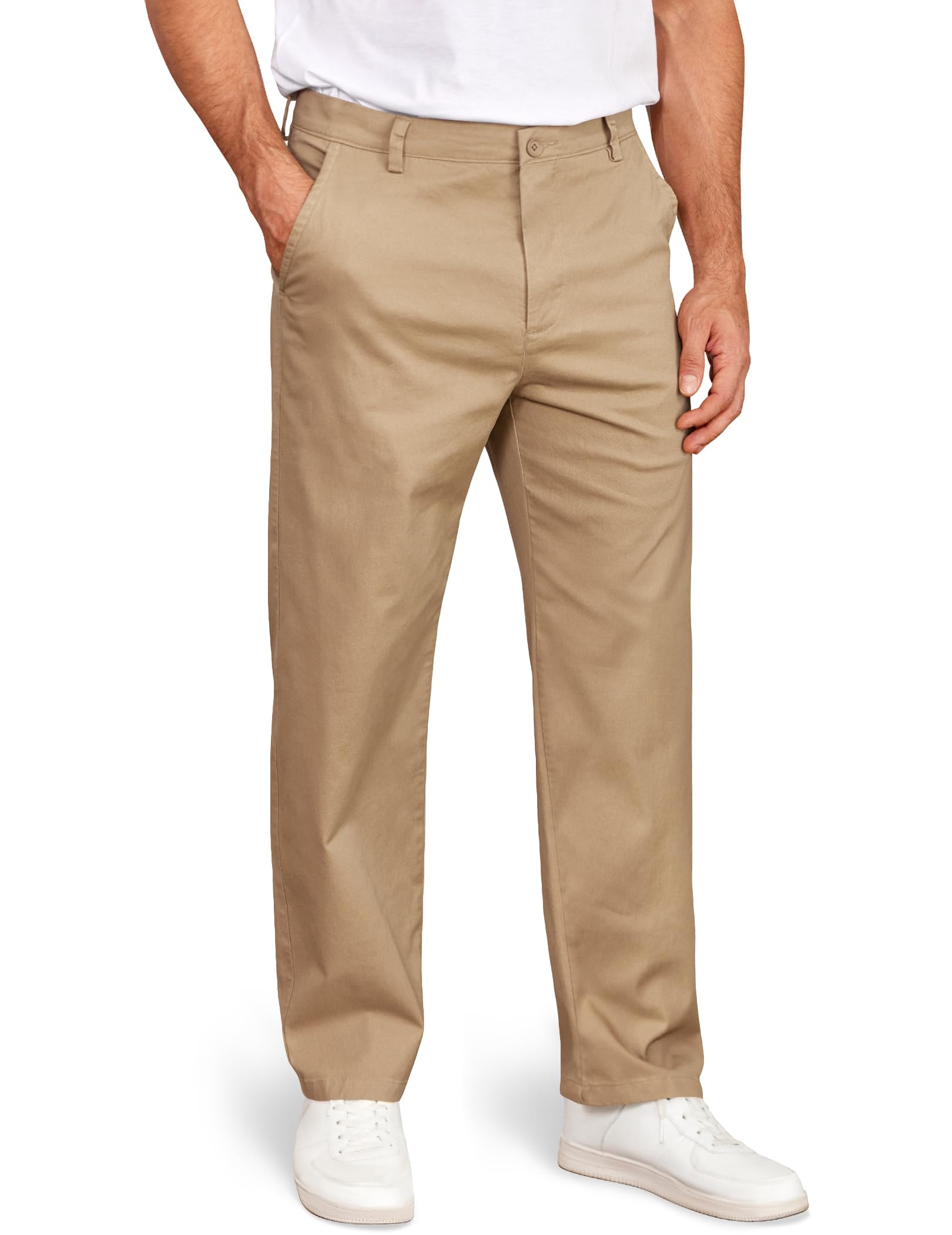 COOFANDY Mens Casual Chinos Pants Classic Relaxed Fit Flat Front Slacks Work Stretch Trousers