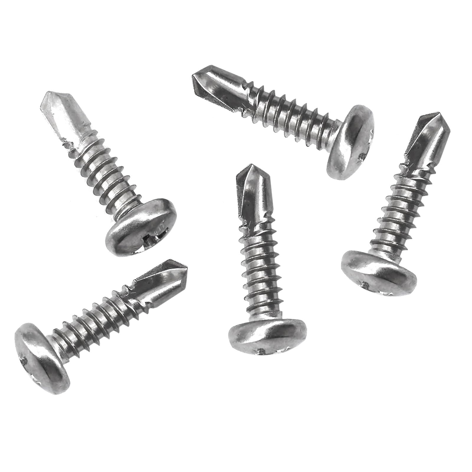 (30 Pieces) M6.3x19mm Pan Head Self Drilling Screws Phillips Drive Machine Bolt 304 Stainless Steel Self Tapping Slotted Bolts - Image 3