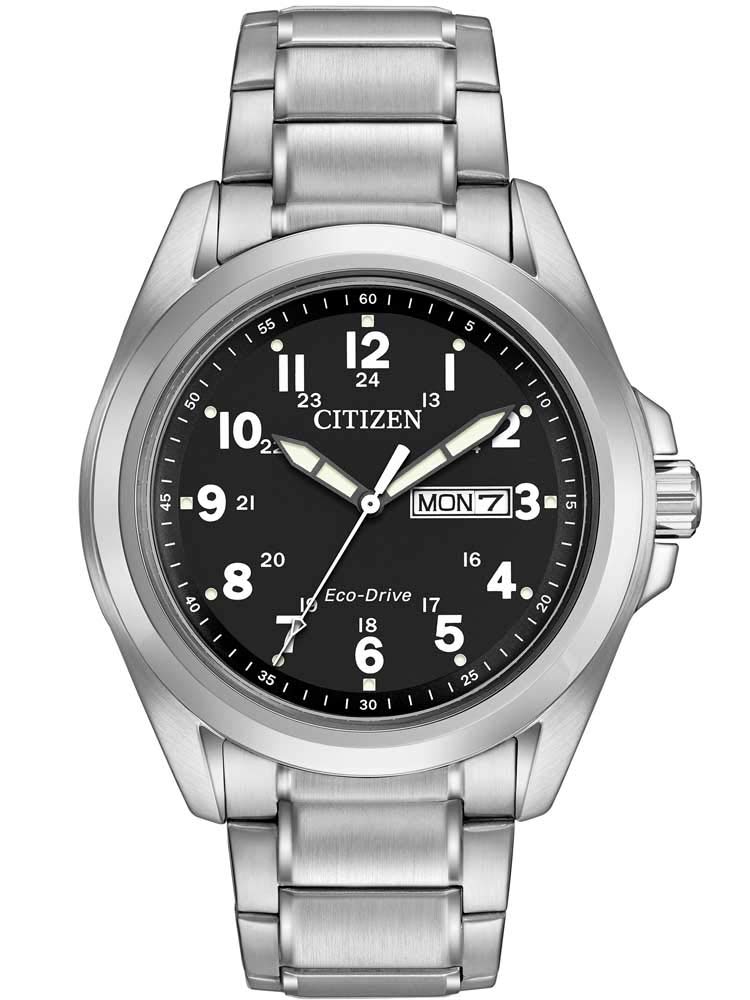 Eco-Drive Men's Bracelet with Black Dial AW0050-82E