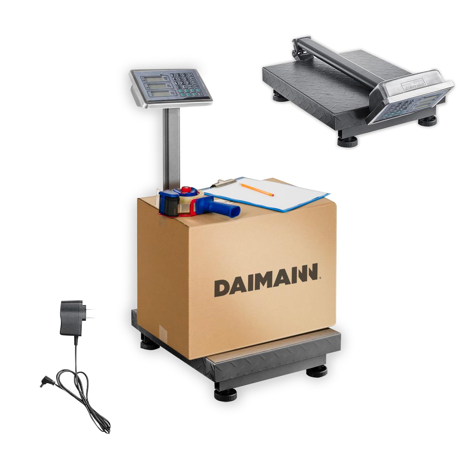 Bilancia Elettronica 300 kg Professionale – Bilancia Industriale Triplo Display LCD, Bilancia Pesa Pacchi con Funzione TARA e Piattaforma Antiscivolo, Bilancia da Banco Magazzino, Batteria Integrata