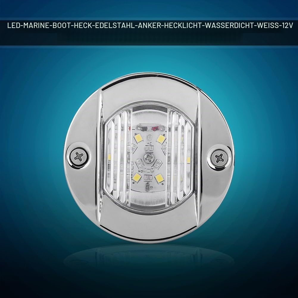 Keenso Boot Hecklicht,12V Wasserdicht Edelstahl LED Boot Licht Navigations Anker Heck beleuchtet Yacht-Transom-Licht weiße Segeln Signal Lichter