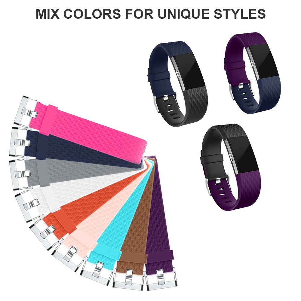 Correa para Fitbit Charge 2, Edición Especial Soft Silicona Deportes Recambio de Pulseras Ajustable Reemplazo Accesorios para Reloj Fitbit Charge 2 Pulsera de Actividad Pequeño y Grande — view 6
