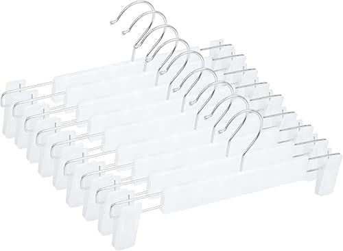 Perchas para pantalones con clips, perchas de plástico para colgar pantalones y ropa (paquete de 30 unidades, blanco)