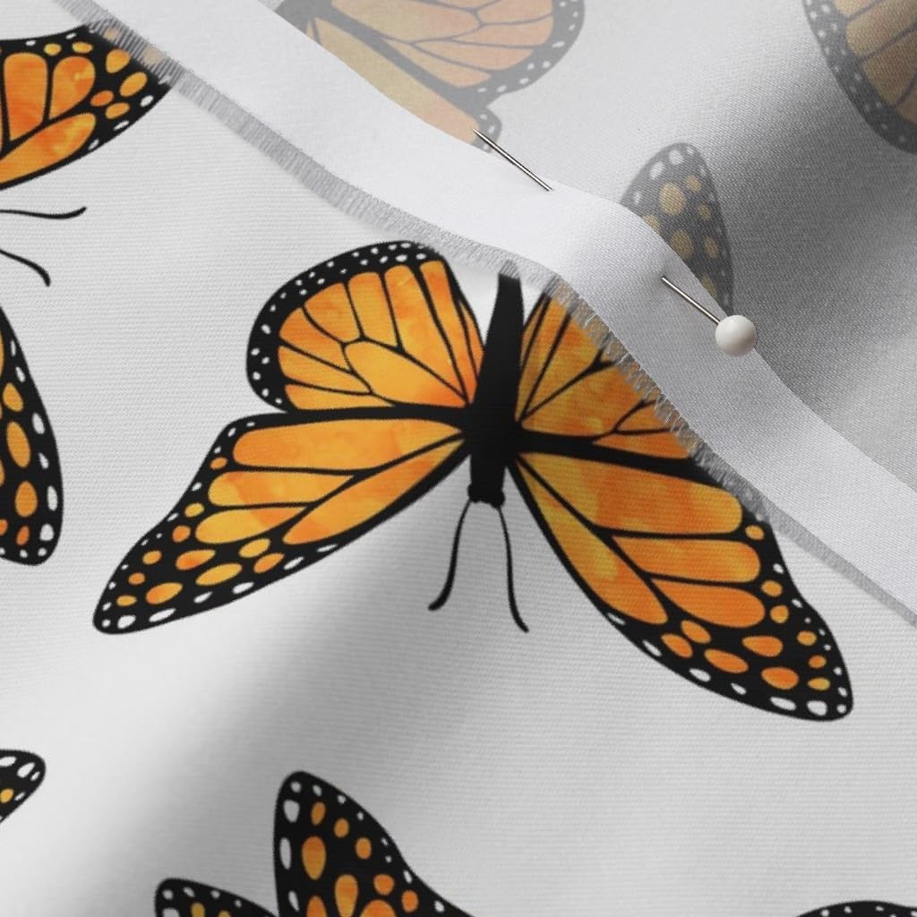 Spoonflower Fabric - Small Scale Monarch Butterflies Butterfly Spring Insect Pollinator Printed on Organic Cotton Sateen Fabric by The Yard - Sewing Quilting Apparel Home Decor