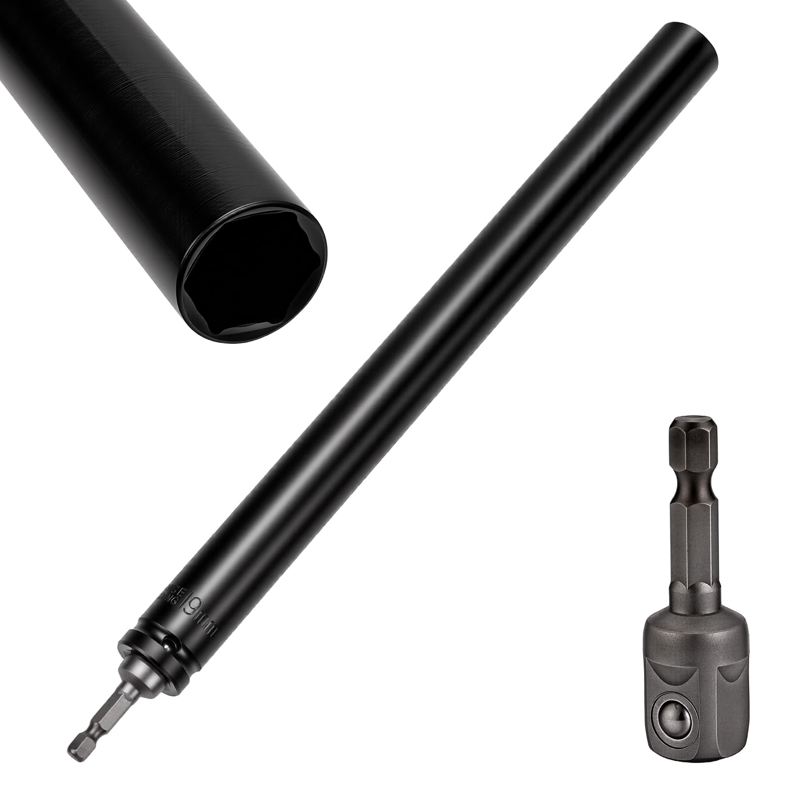 1 Douille Creuse de 1.9mm Douille à Impact à 6 point Tournevis à Douille de 29.8cm de Longueur Creuse Profonde pour Tiges Filetées/Boulons/Goujons Longs Fixation en Hauteur
