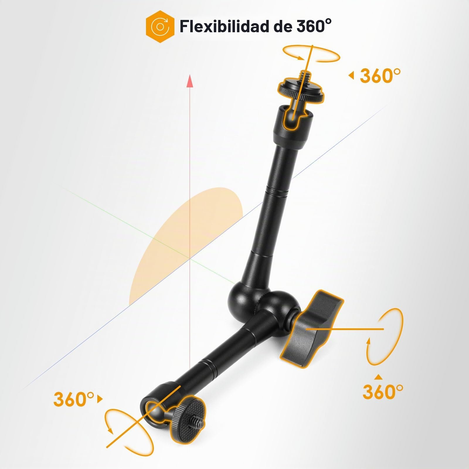 TARION Brazo mágico con súper abrazadera – Soporte de brazo de fricción articulado flexible mejorado de 28 cm y abrazadera de cangrejo ajustable con tornillo de rosca de 1/4 pulgadas 3/8 pulgadas para
