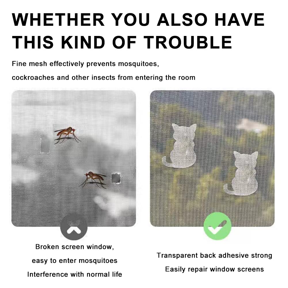 Nastro Ripara Zanzariere 10 Pezzi - Toppe Adesive A Forma Di Gatto E Colomba, Per Fori In Zanzariere - Foto 4