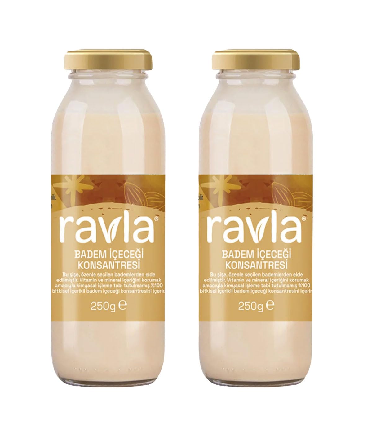 Ravla 100% Almond Milk Concentrate 250g (8.8 oz) - Pure Plant-Based Base - Makes up to 5 Liters of Almond Milk - Vegan, Gluten-Free & Dairy-Free - Pack Of 2