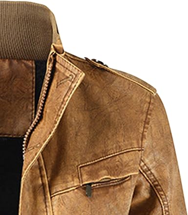 Vêtement Homme Style Punk GaoLeAve Veste Cuir Homme Col Montant - Veste Moto Style Punk - Cuir Synthétique Printemps Automne Veste Cuir Synthétique Printemps