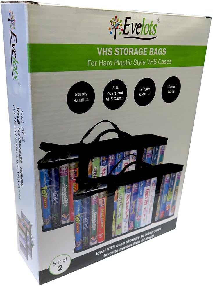 Up To 50% OFF Evelots VHS Storage Bag-Movie Organizer-Video Tape-Handles-Hold 60-No Dust-Set/4