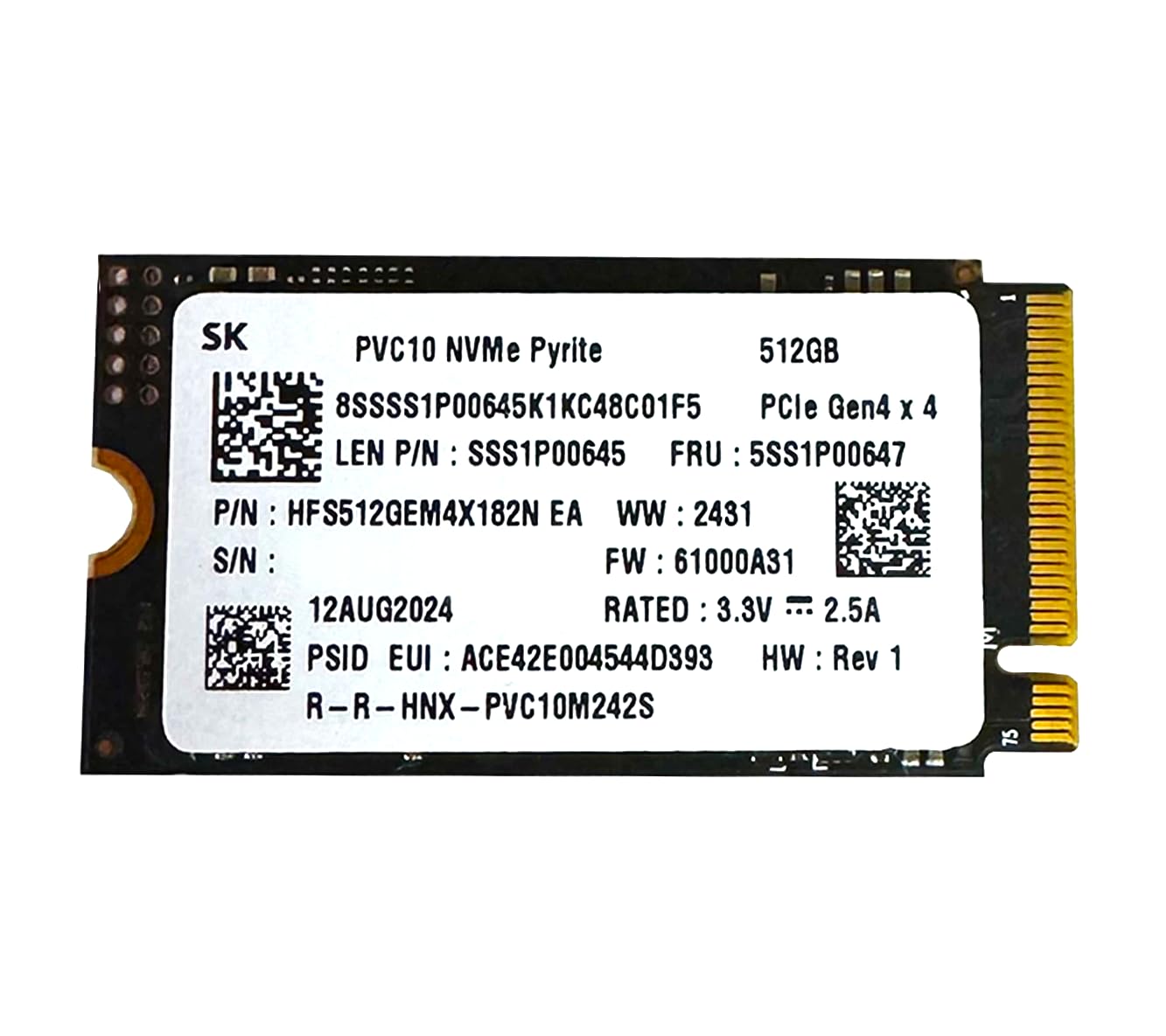 Lenovo SSD 512GB NVMe PVC10 SKHINIX PCIe Gen4 x4, M.2 2242, HFS512GEM4X182N