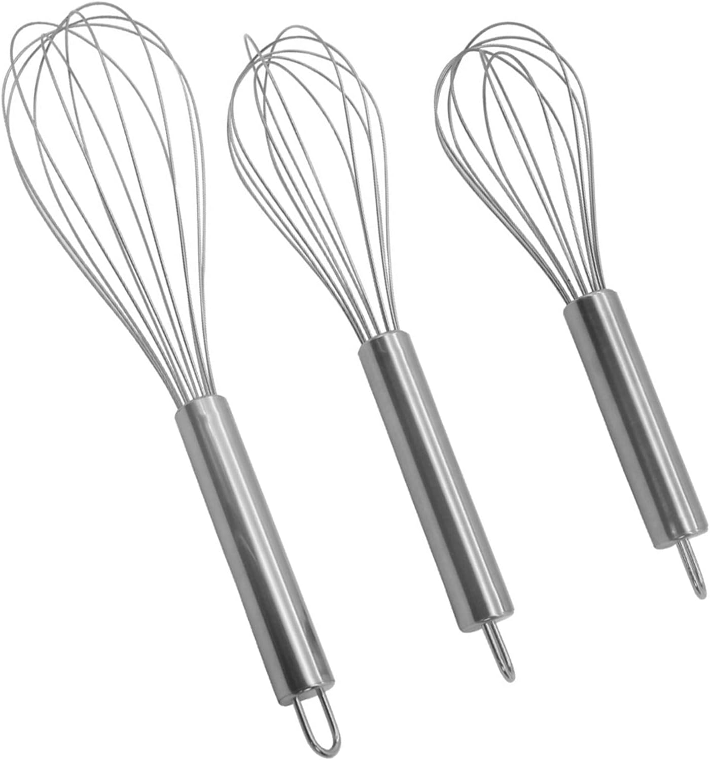 LZCXLZ 3 Piezas Cocina Batidor, Batidor Acero Inoxidable Calidad Alimentaria, Ergonómico Mango Tubular, Para Cocinar a Diario, Hornear Pasteles, Sazonar Alimentos