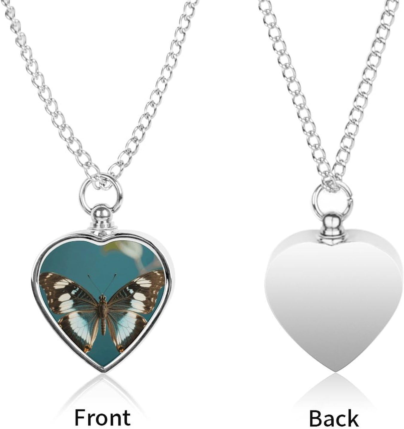 Butterfly Cremation Heart Pet Ashes Necklace image 2