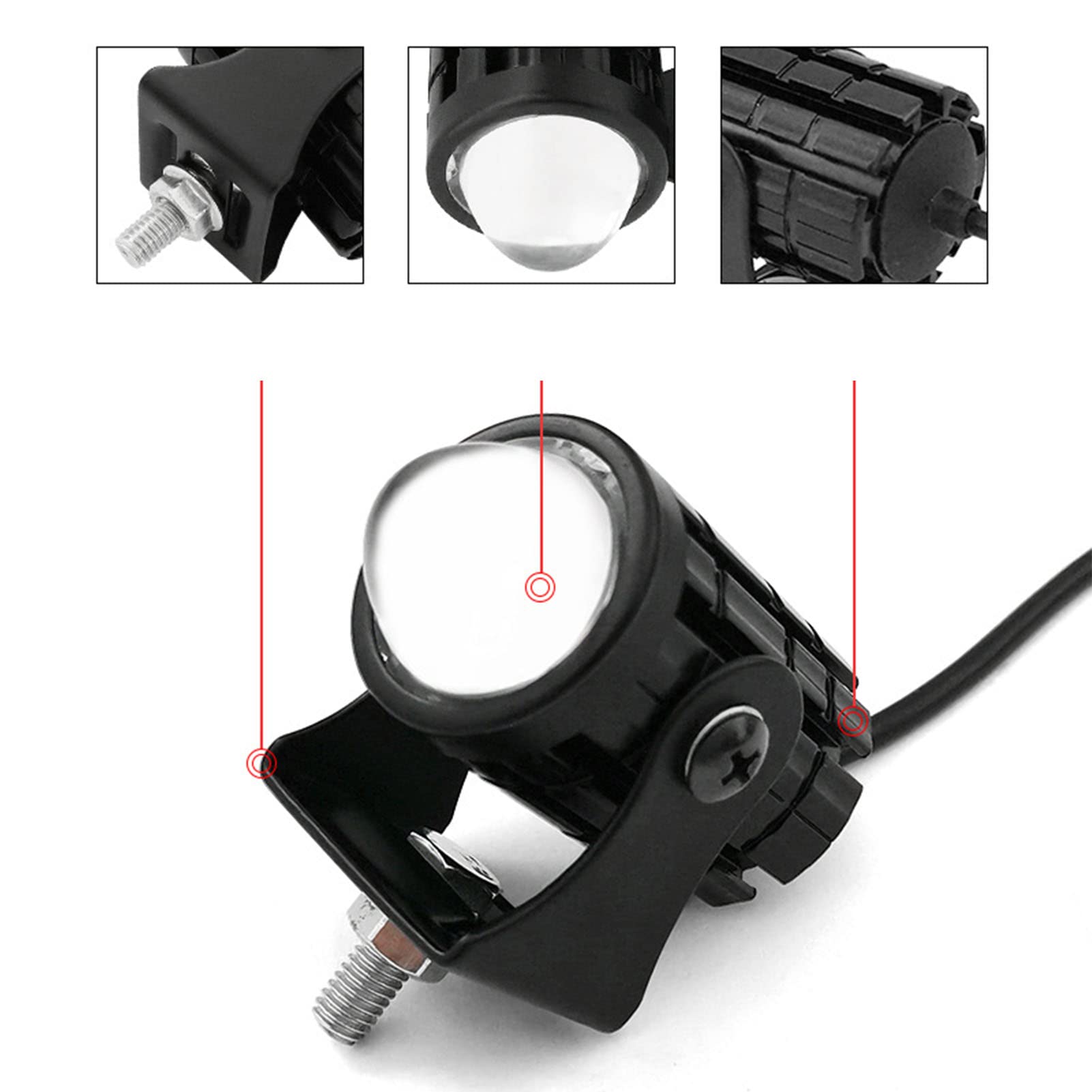 Faretto per Motocicletta Faro di Guida a LED IP67 Impermeabile Abbagliante Anabbagliante Doppio Colore Lunga Durata con Interruttore Sul Manubrio per SUV per UTV