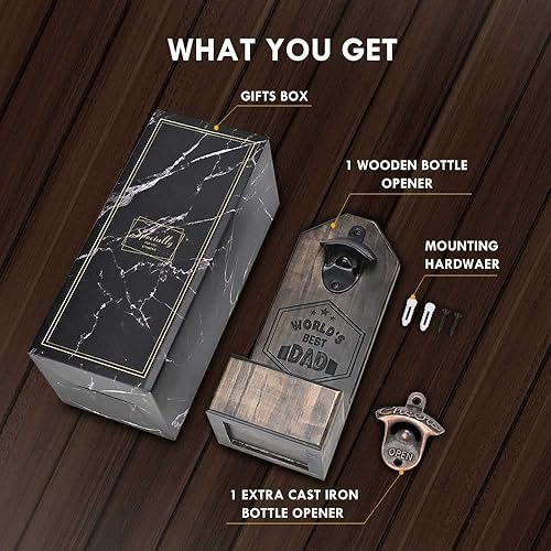 Miniatura 6 de Regalos de Navidad para papá de hija e hijo, abridor de botellas de cerveza montado en la pared, regalos de cumpleaños únicos para papá, padrastros,