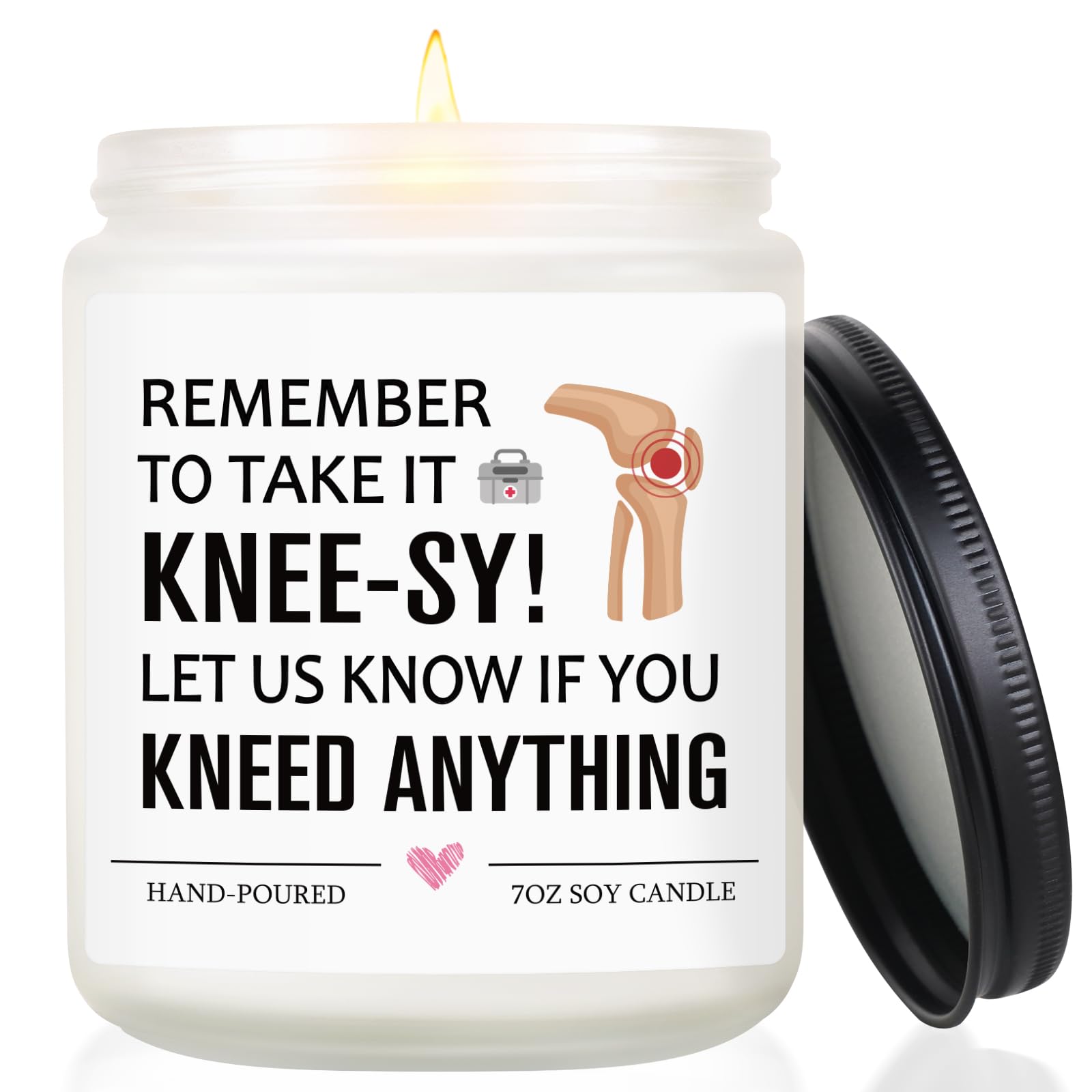 Post Knee Surgery Recovery Gifts, Knee Replacement Gifts, Knee-sy Gift, Comfort Get Well Soon Gift for Men Women Patients，Funny Lavender Scented Candle