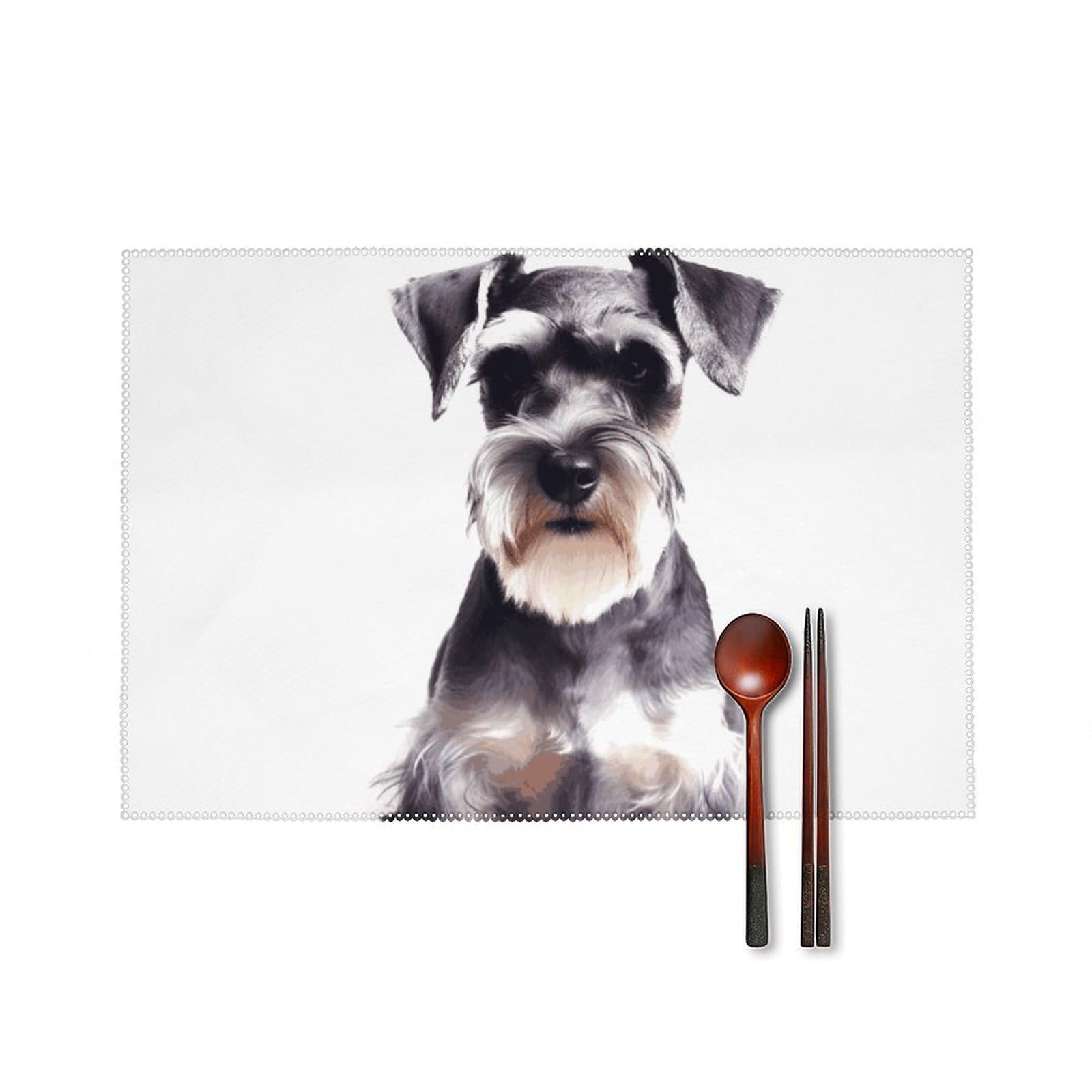 Well-Behaved Schnauzer Placemats Washable Not Fade Placemats Practical Heat Resistant Place Mats for Outdoor Patio Table Mats Kitchen Dining Party Decoration