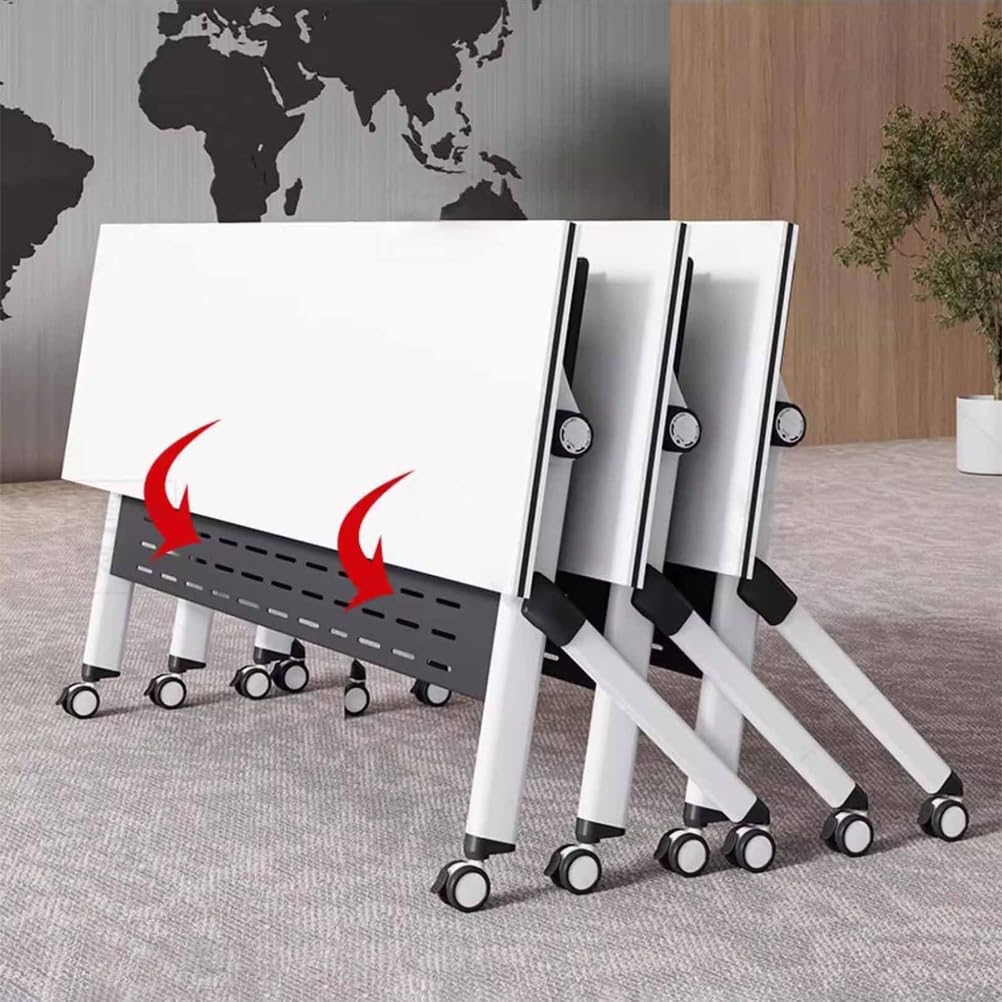 Tavolo da riunione pieghevole con ruote bloccabili, scrivania mobile compatta per seminari, 8 pezzi, 120 x 40 x 75 cm, design versatile collegabile per ufficio ed eventi