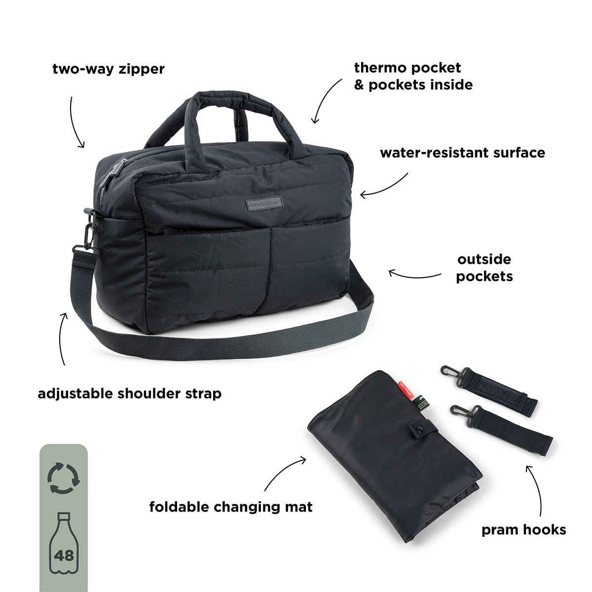 Done by Deer Trapuntata Borsa Fasciatoio 100% Poliestere Riciclato Due Ganci Inclusi