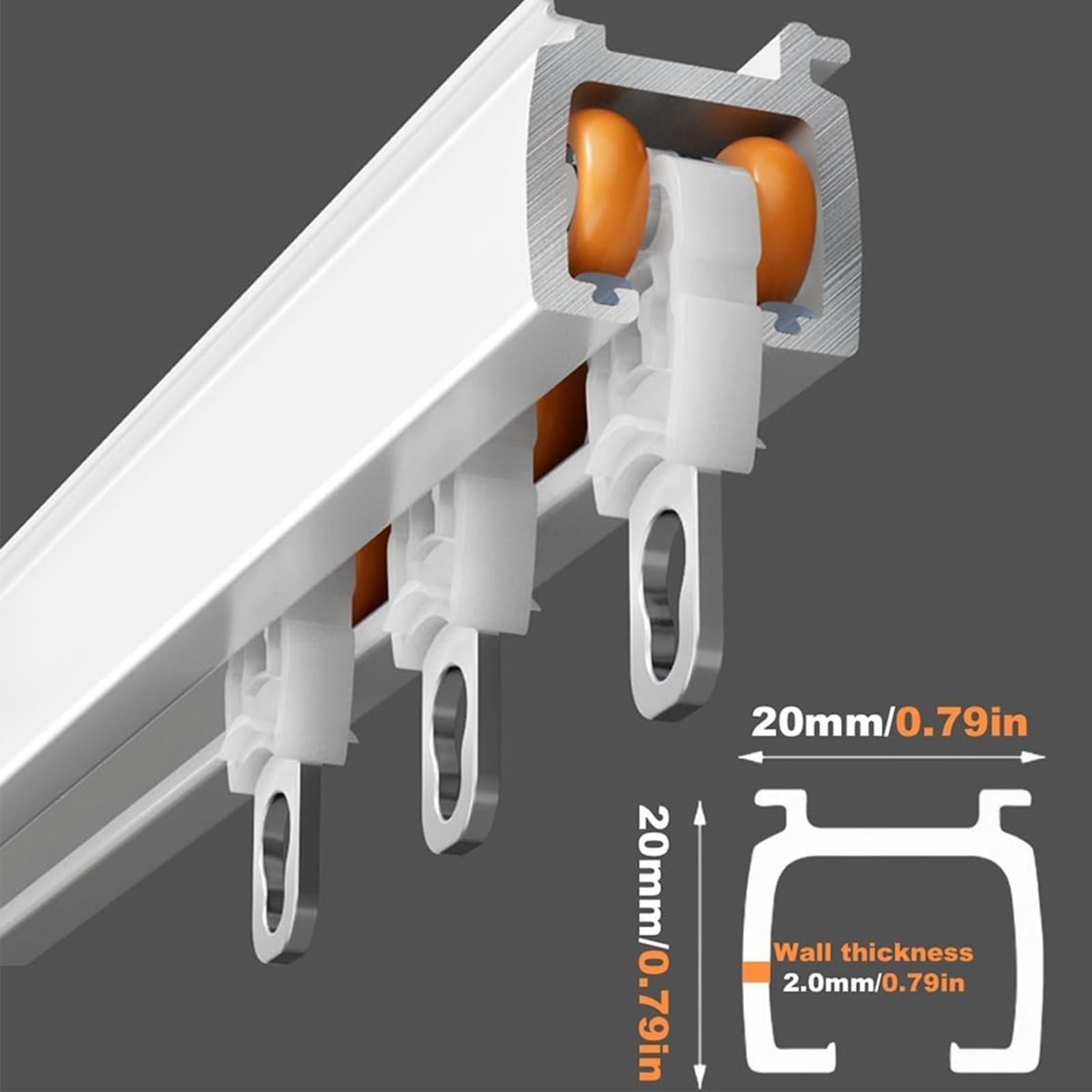 Système de rail de rideau coulissant à double rideau, montage mural/plafond, 2, 3, 4, 5, 6, 7, 8 m de long, tringle à rideau droite avec raccords, extra large 10,6 cm (taille