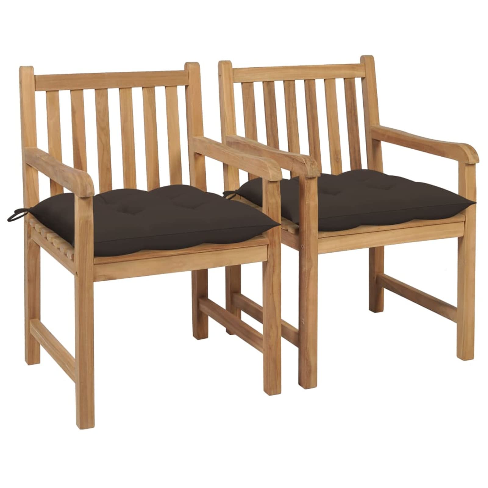 Homgoday Krzesła ogrodowe 2 szt. Drewno tekowe z poduszkami Szary Taupe Nowoczesny design Lekkie krzesła do użytku na zewnątrz, do ogrodu lub na taras Fotel z podłokietnikami i oparciem taupe