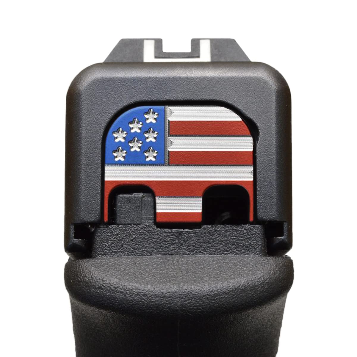Milspin Slide Back Plate Compatible with Glock Gen 1-5 | American Flag | Veteran Made in USA I CNC Milled (Premium Tri Color, Models G17-G41, G45)