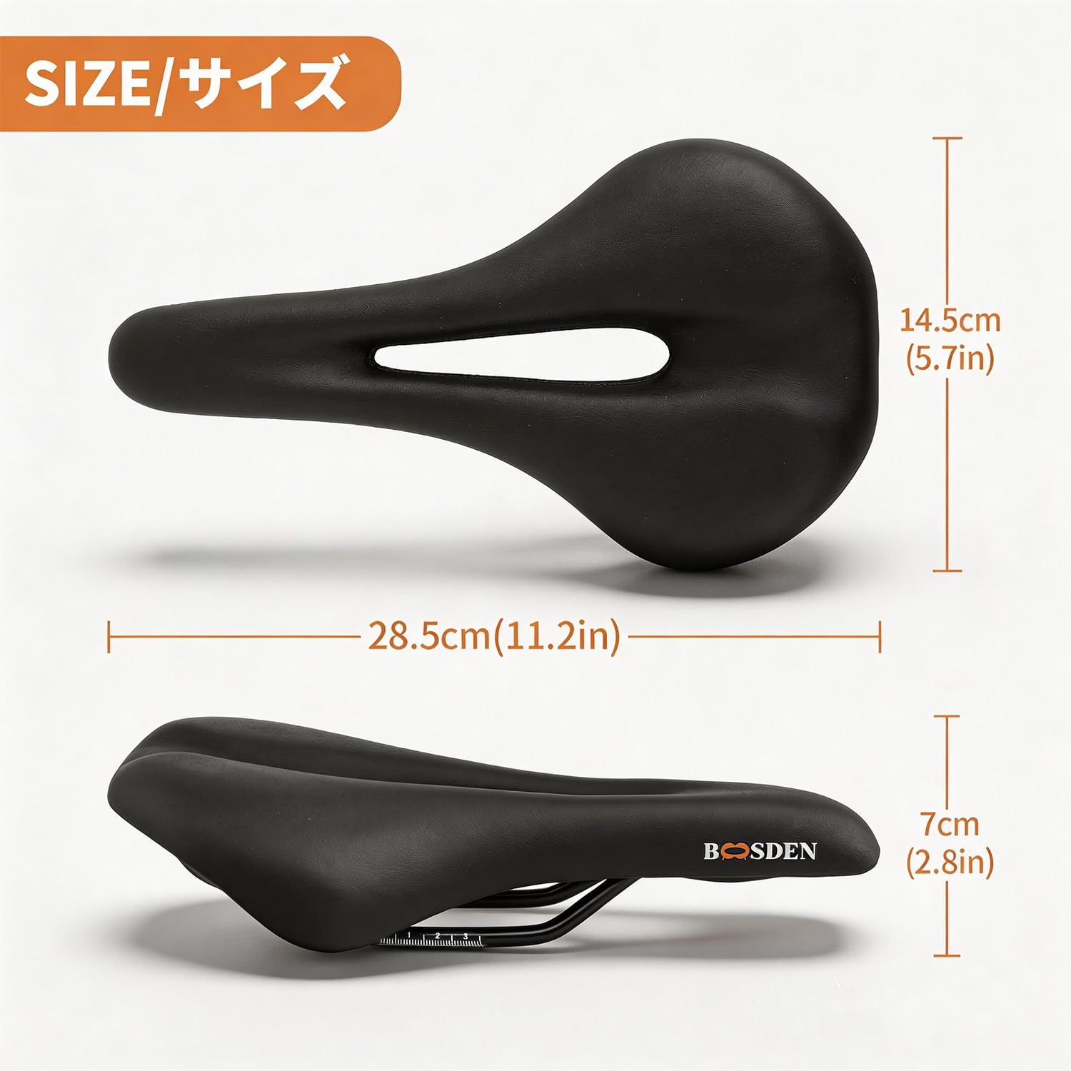 BOOSDEN Sella Bici Comoda,Sella Bici da Corsa, Anti-Prostatic MTB Saddle, Ideale per Mountain Bike, Bicicletta da Strada, Bicicletta da Allenamento, Nera,Marron,Bianco