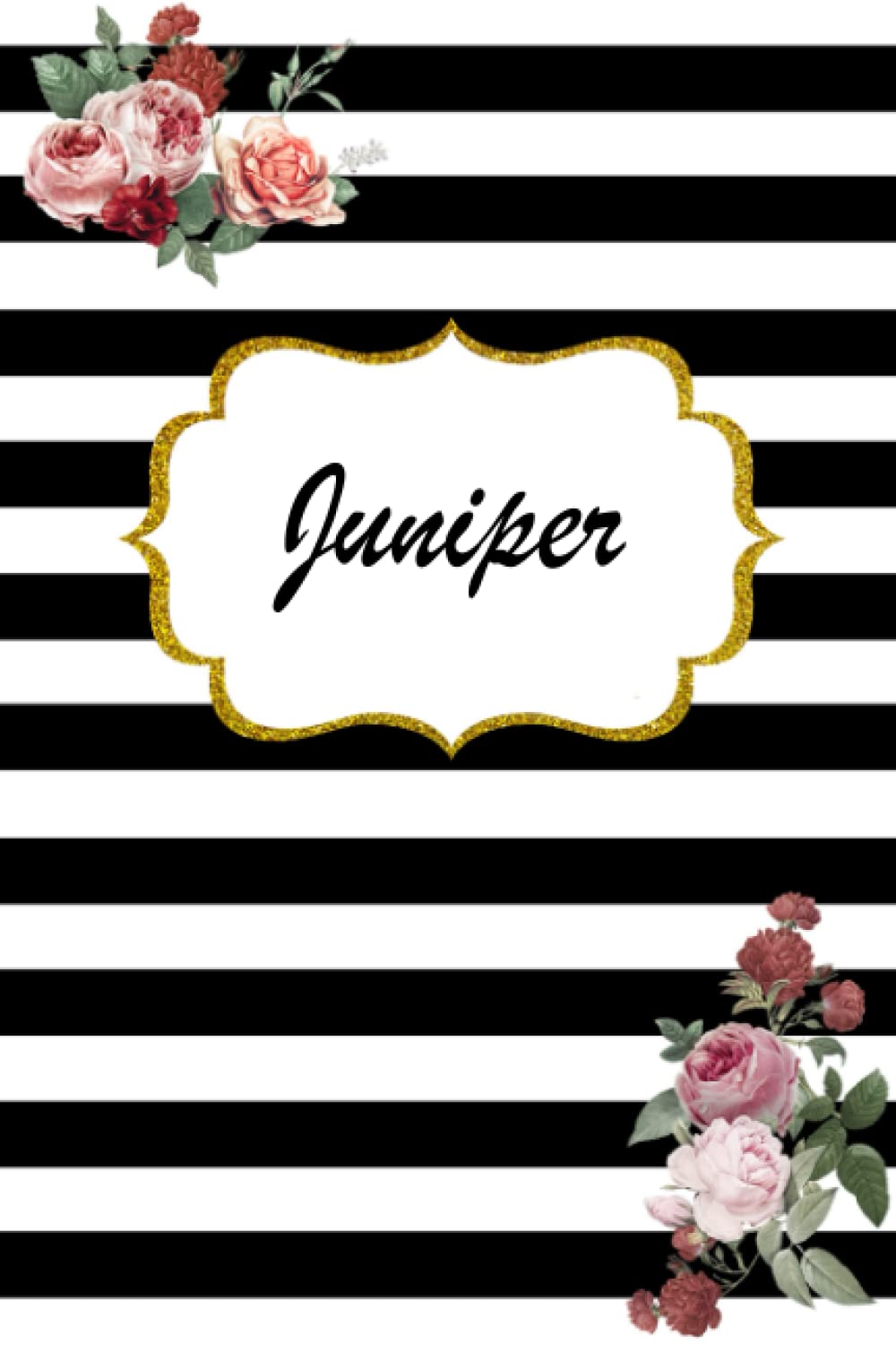 Juniper: Classic Floral Personalized Notebook/Journal/ Log Book/ Planner With Name, 110 pages of your selected paper, planner. Size: 6” x 9”