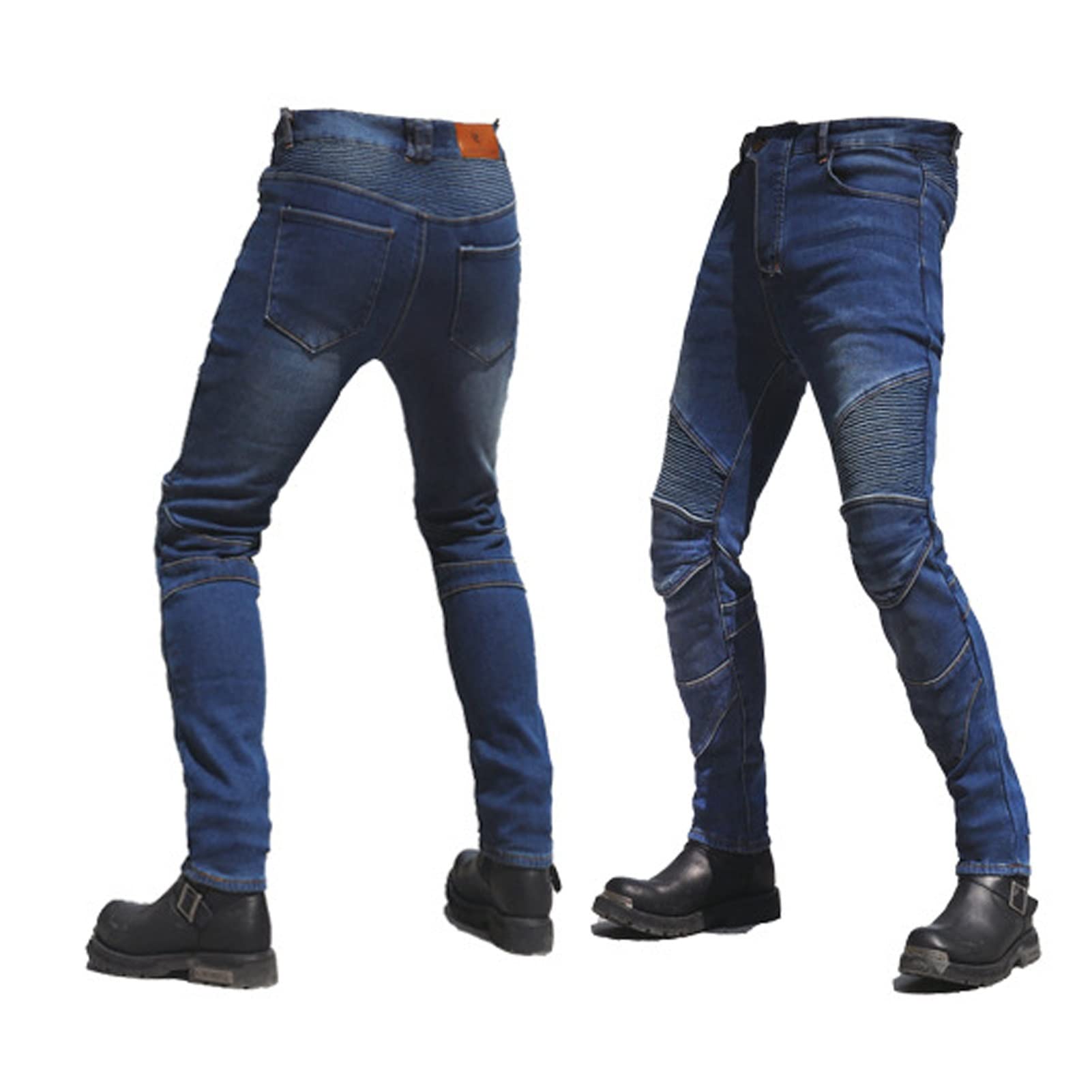 Pantaloni Da Equitazione Moto In Velluto Spesso Jeans Locomotive Invernali. Tessuto Denim Impermeabile, Resistente All'usura, Antivento Ginocchiere * 2, Escaping* 2