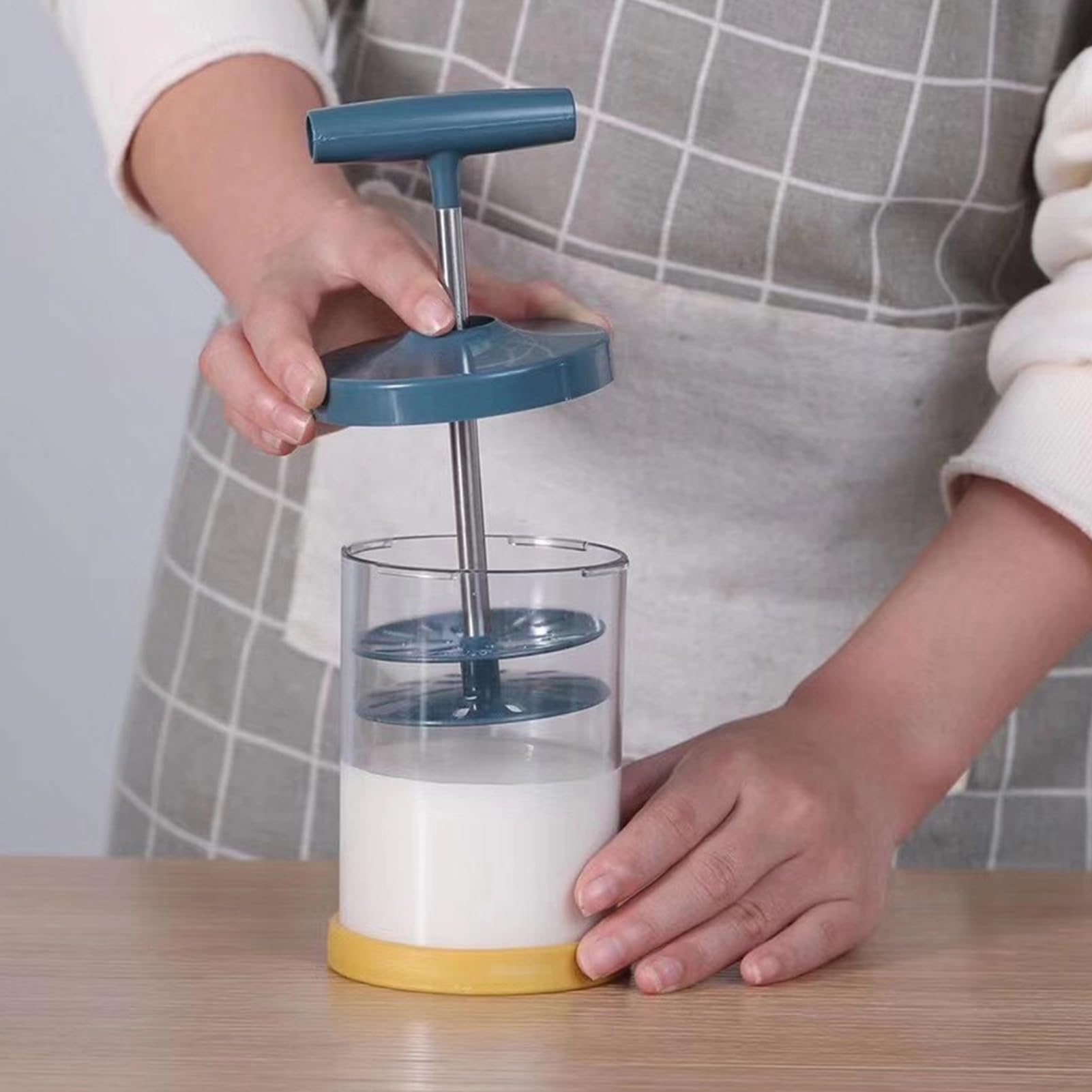 Schlagsahnebereiter Manueller Sahnespender Edelstahl-Aufschäumer Mit Griff – Für Kuchendekoration & Desserts, Leicht Zu Reinigen